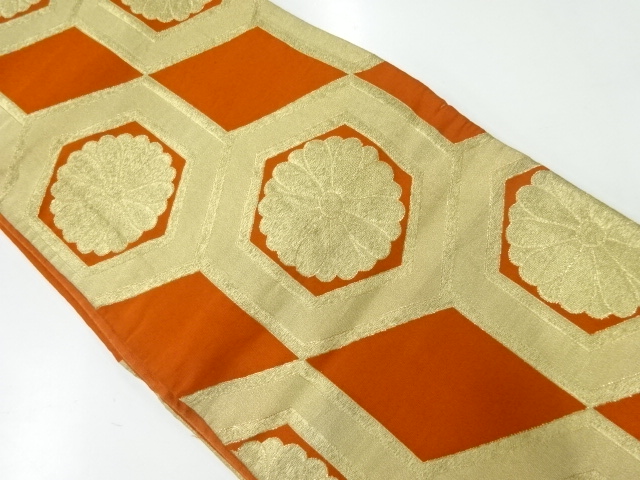 アンティーク　花亀甲模様織出し袋帯（材料）